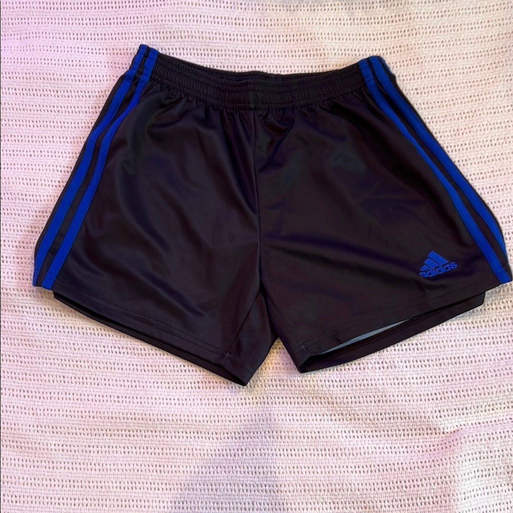 Adidas Black and Blue Athletic Shorts